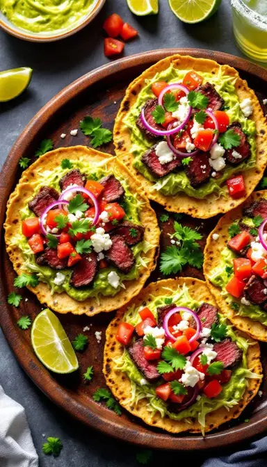 Steak Tostadas with Avocado Crema