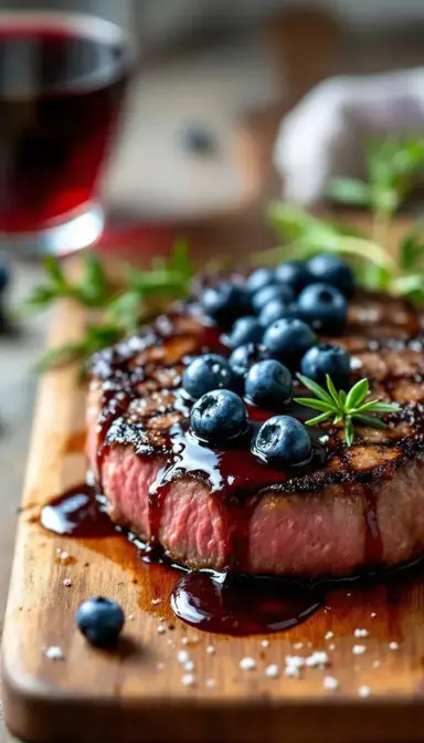 Steak with Blueberry Balsamic Sauce