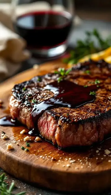 Steak with Red Wine Reduction