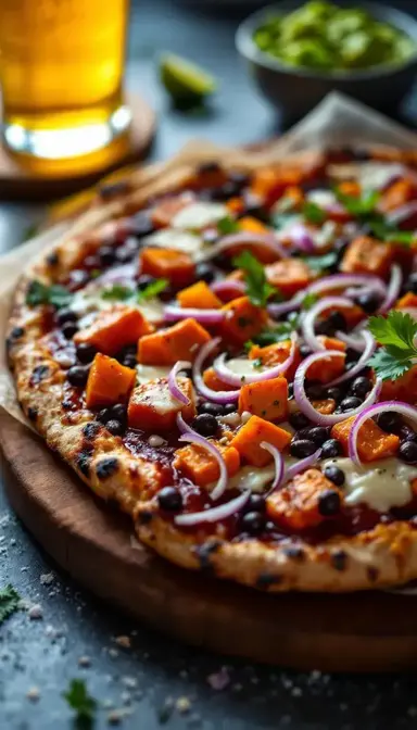 Sweet Potato and Black Bean Pizza with Chipotle Sauce