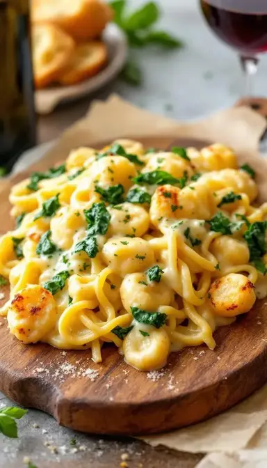 Three Cheese Baked Gnocchi with Spinach