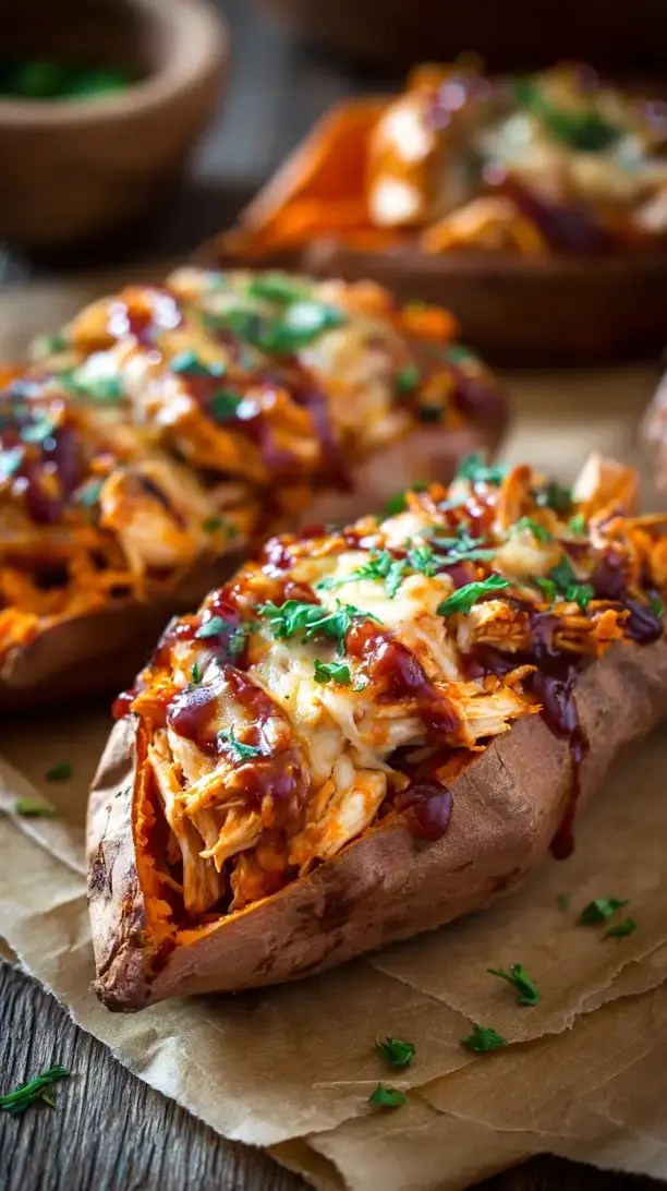 BBQ Chicken Stuffed Sweet Potatoes