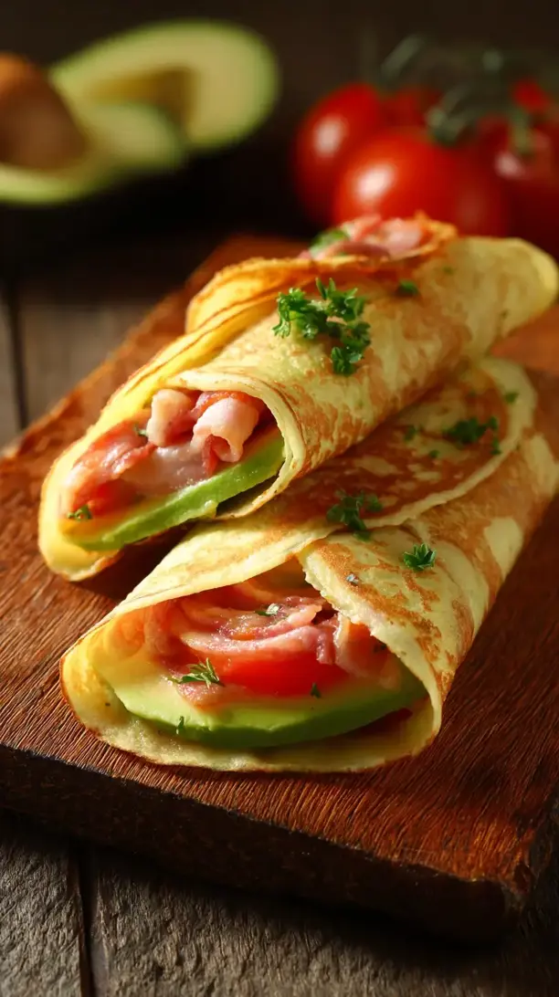 Bacon Tomato Avocado Crepes