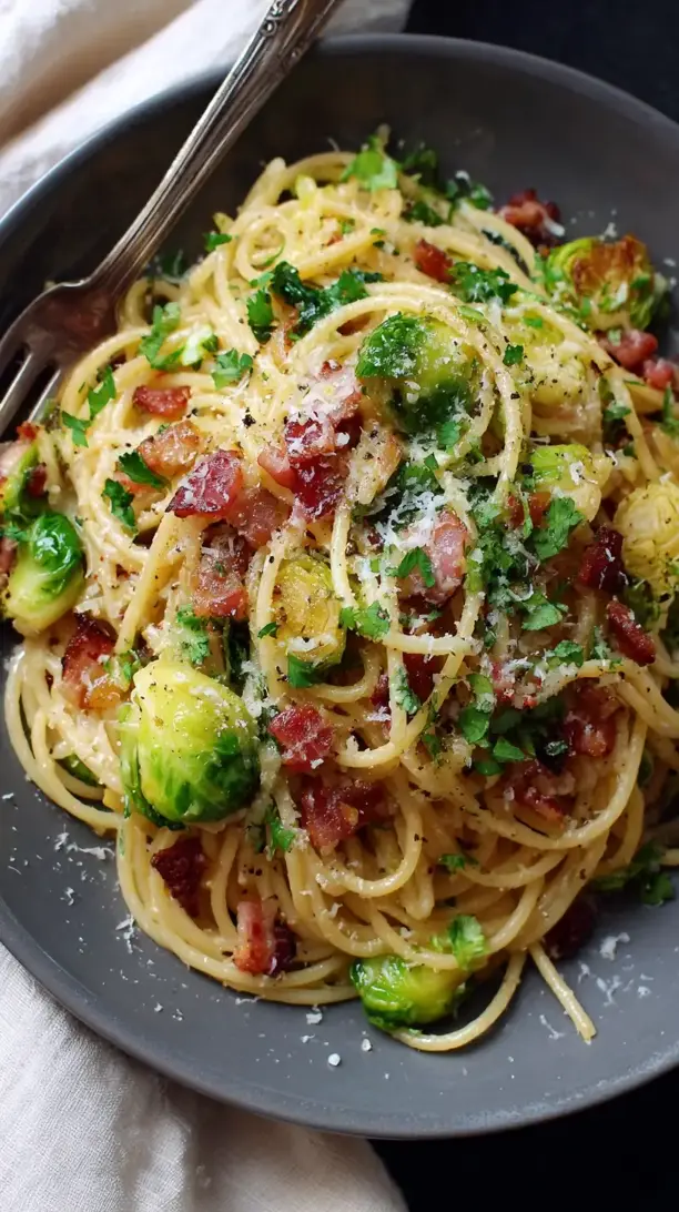 Bacon and Brussels Sprout Pasta