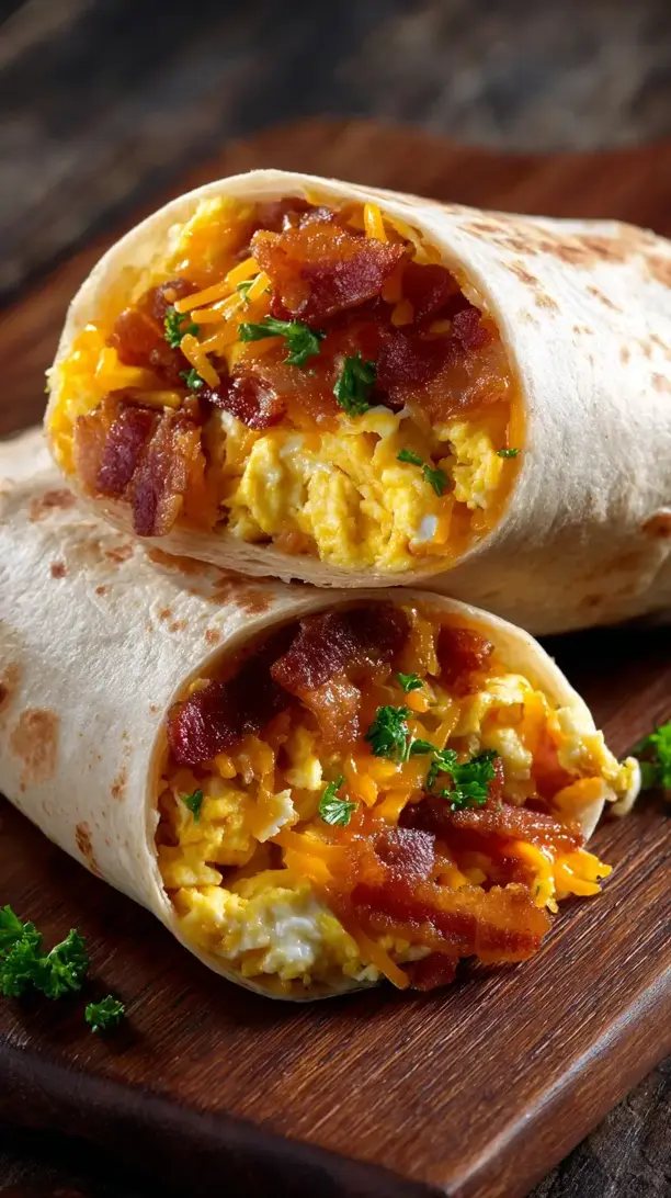 Bacon and Cheddar Breakfast Burrito