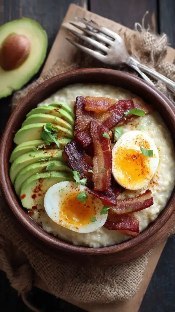 Bacon and Egg Avocado Oatmeal