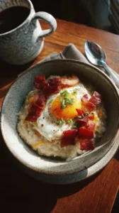 Bacon And Egg Cheddar Oatmeal