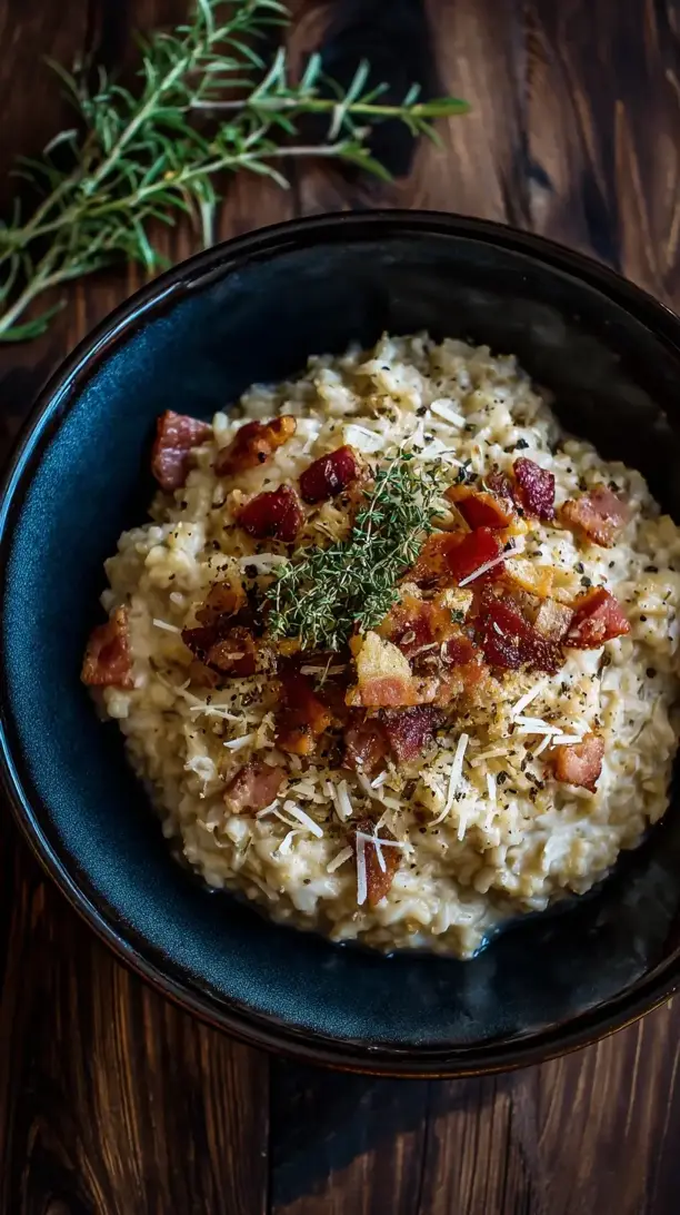 Bacon and Parmesan Herb Oatmeal