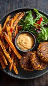 Baked Sweet Potato Fries And Veggie Burgers