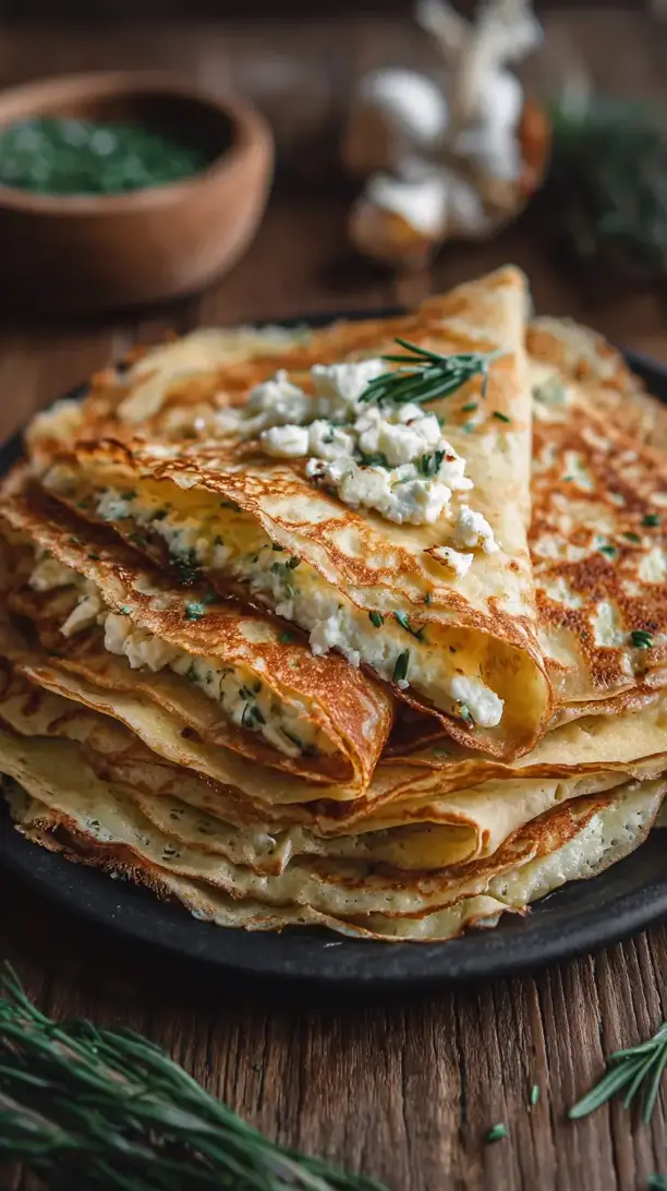 Caramelized Leek and Goat Cheese Crepes
