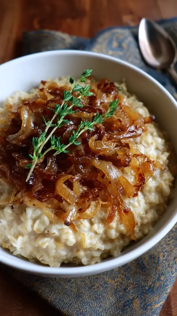 Caramelized Onion and Swiss Oatmeal