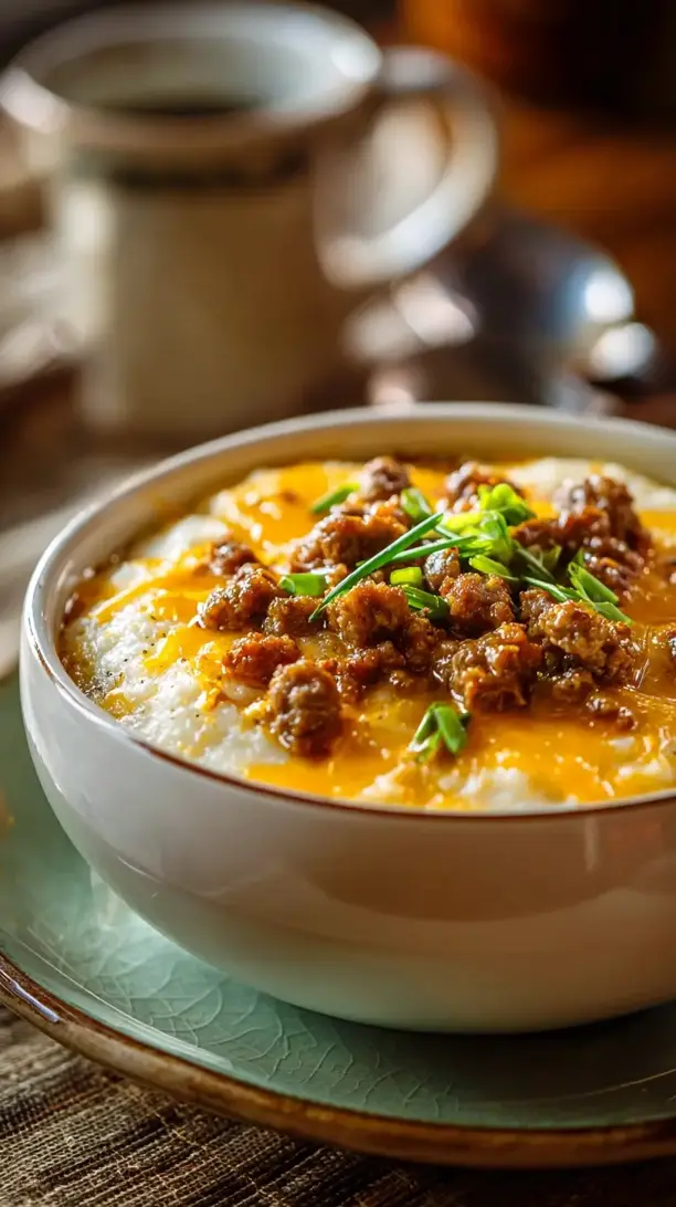 Cheesy Grits with Sausage Gravy