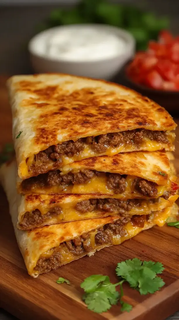 Cheesy Ground Beef Quesadillas