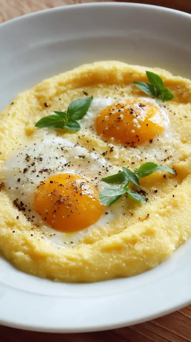 Cheesy Polenta with Poached Eggs