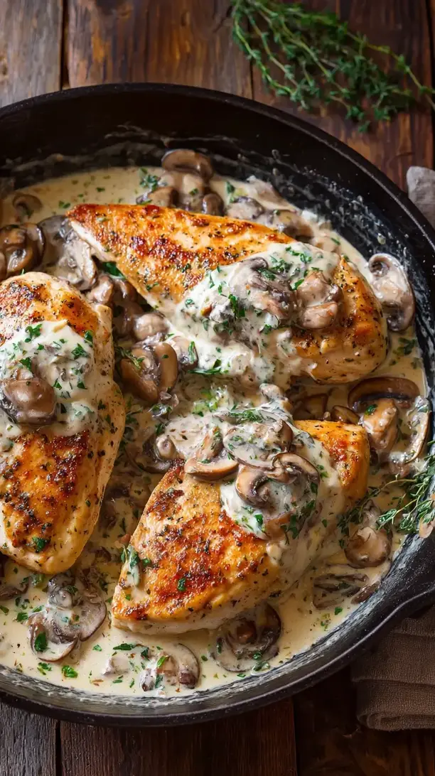 Chicken Breasts with Mushroom Cream Sauce