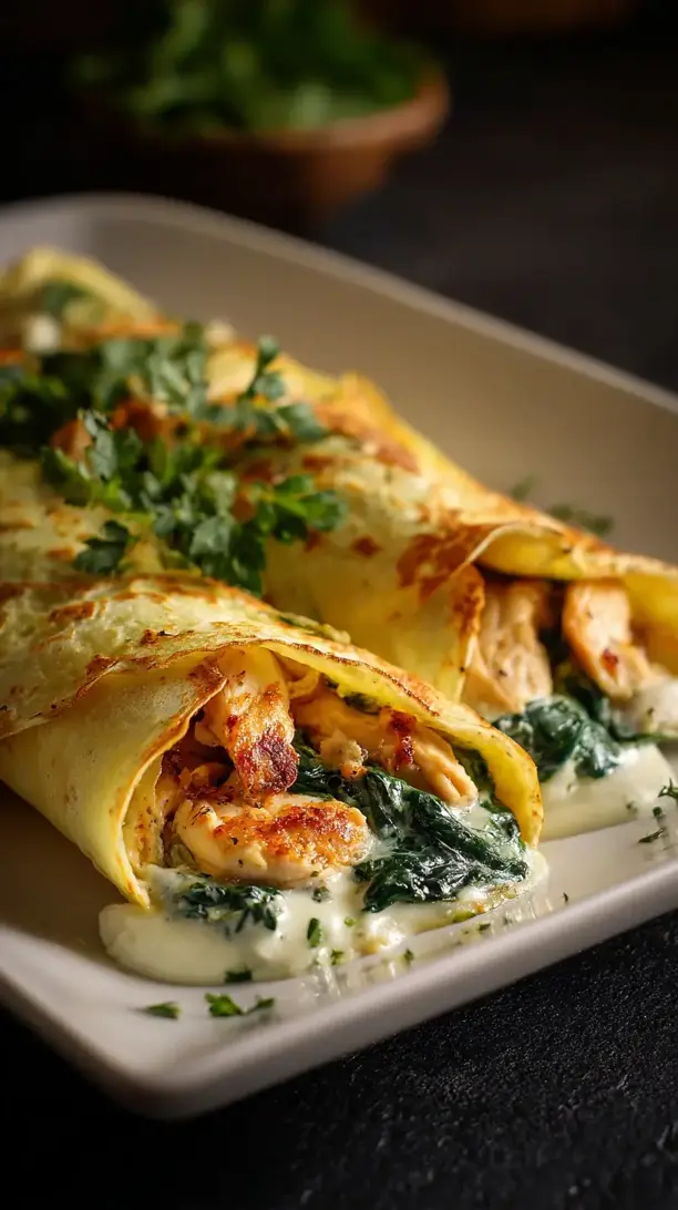 Chicken Florentine Crepes