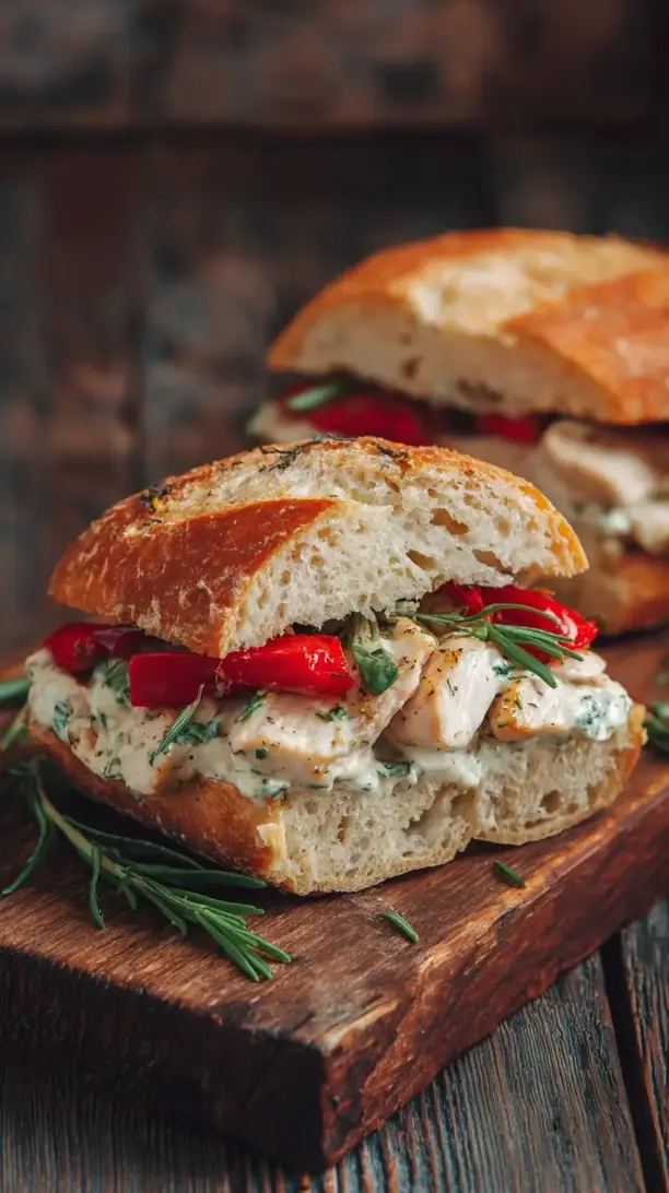 Chicken and Roasted Red Pepper Sandwich