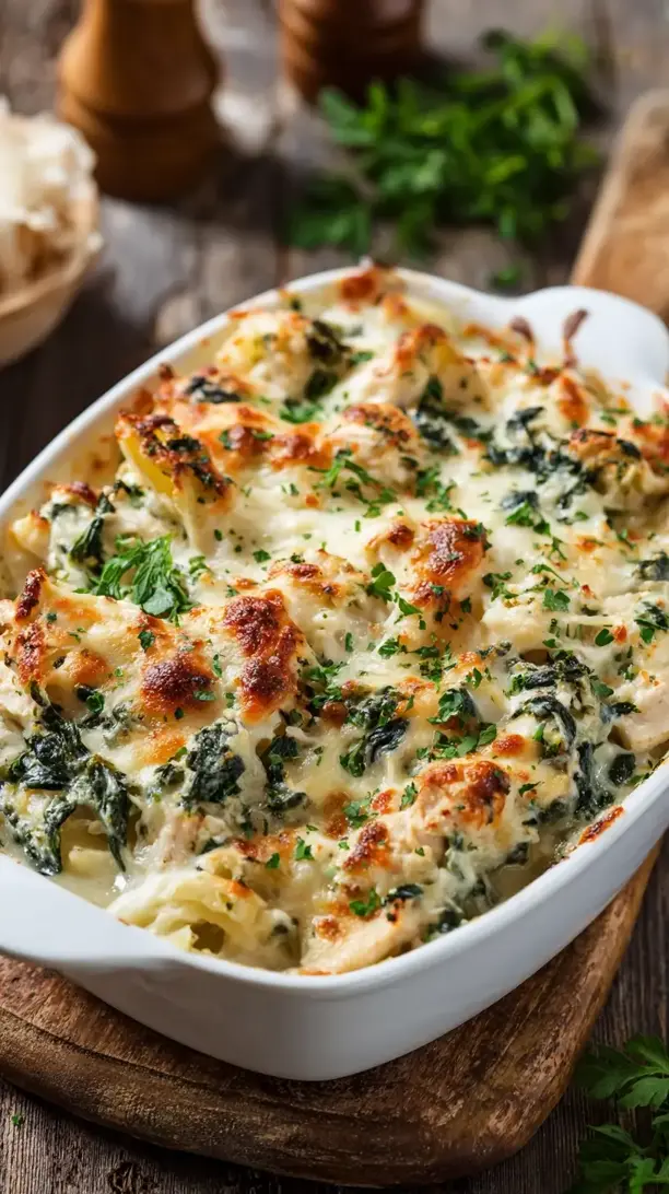 Chicken and Spinach Alfredo Bake