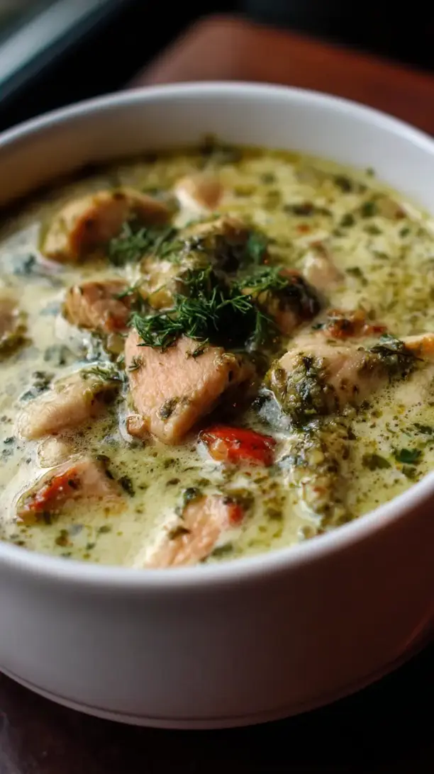 Creamy Chicken Pesto Soup