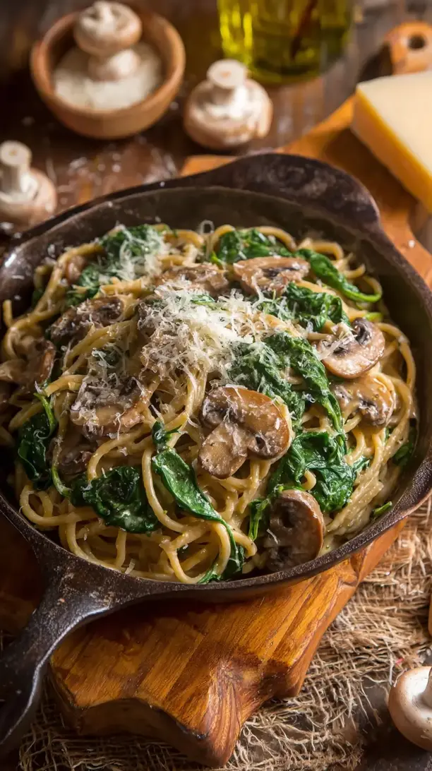 Creamy Mushroom Spinach Pasta