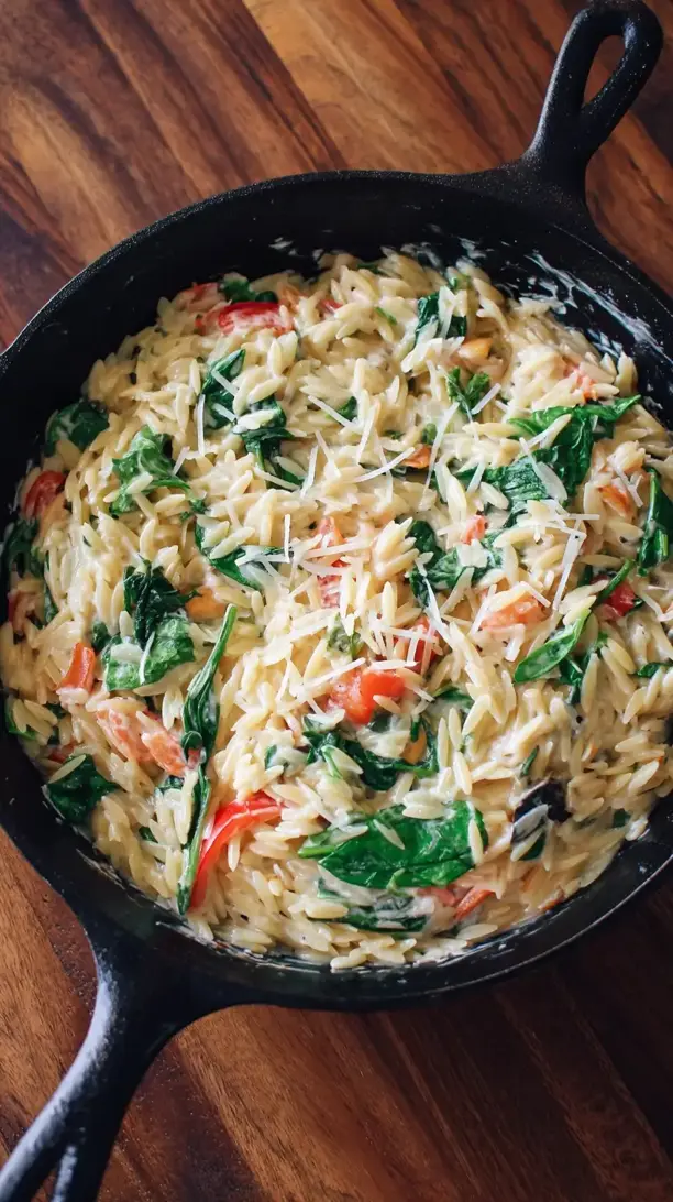 Creamy Veggie Orzo Skillet