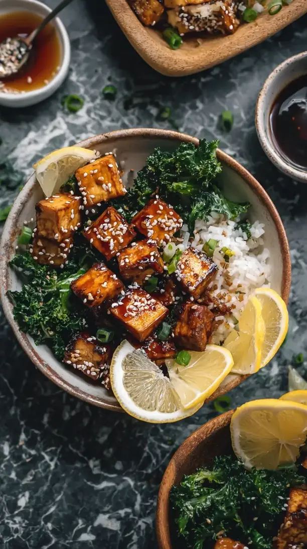 Crispy Lemon Tofu Bowls