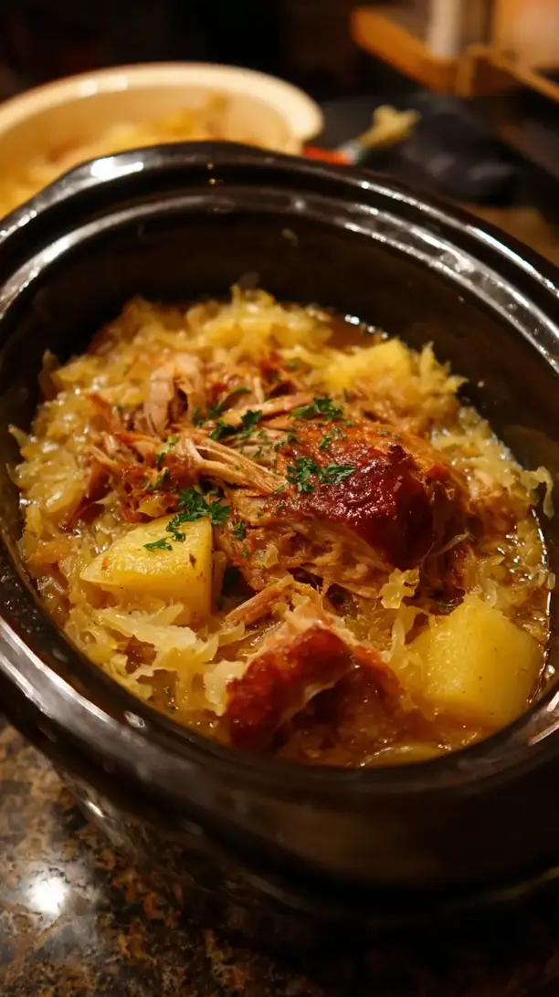 Crockpot Pork and Sauerkraut