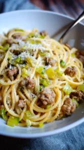Easy Sausage Leek Pasta