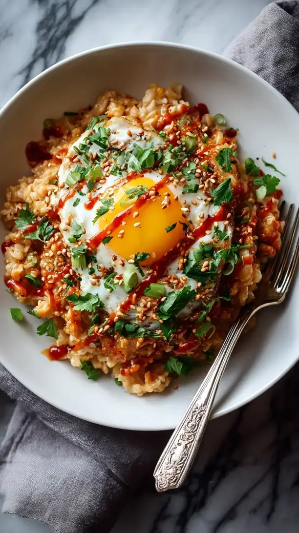 Egg and Sriracha Mayo Oatmeal