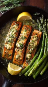 Garlic Butter Salmon And Asparagus