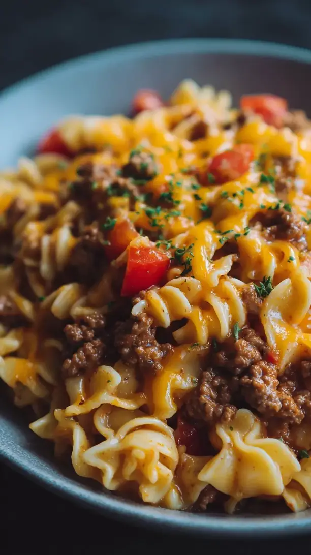 Ground Beef and Cheese Taco Pasta