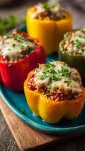 Ground Beef And Rice Stuffed Peppers