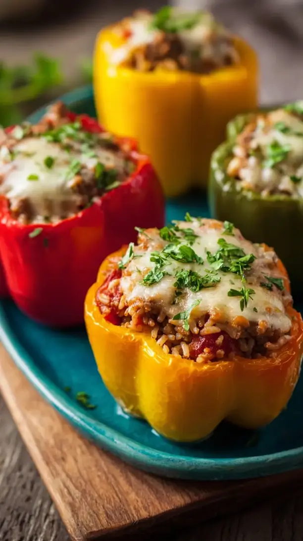 Ground Beef and Rice Stuffed Peppers