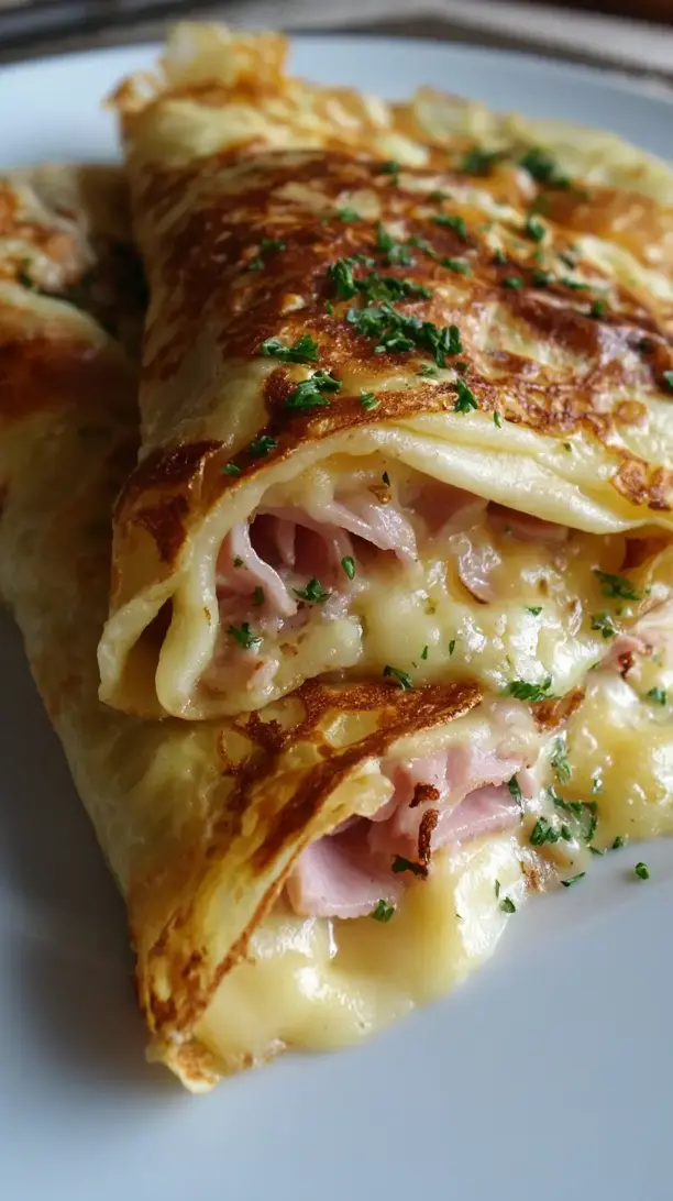Ham and Cheese Bechamel Crepes