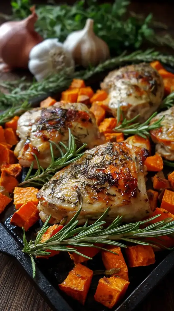 Herb Roasted Chicken and Sweet Potatoes