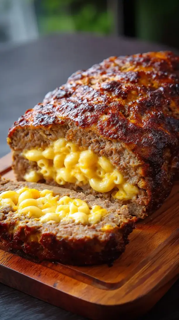 Mac and Cheese Stuffed Meatloaf
