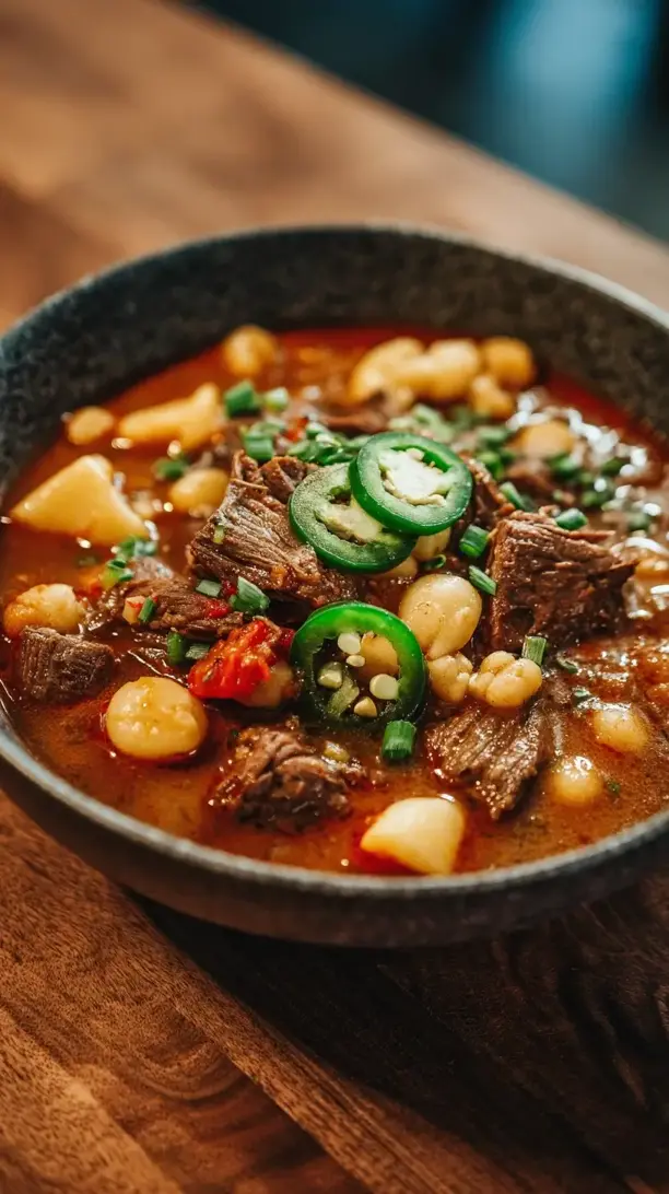 Mexican Beef and Hominy Stew