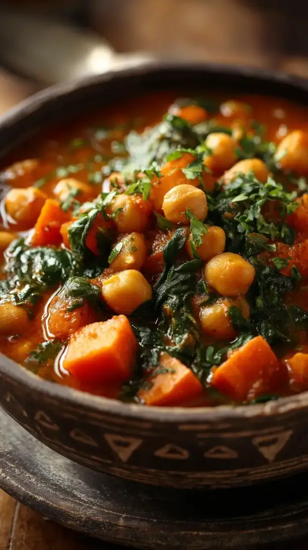 Moroccan Chickpea and Spinach Stew