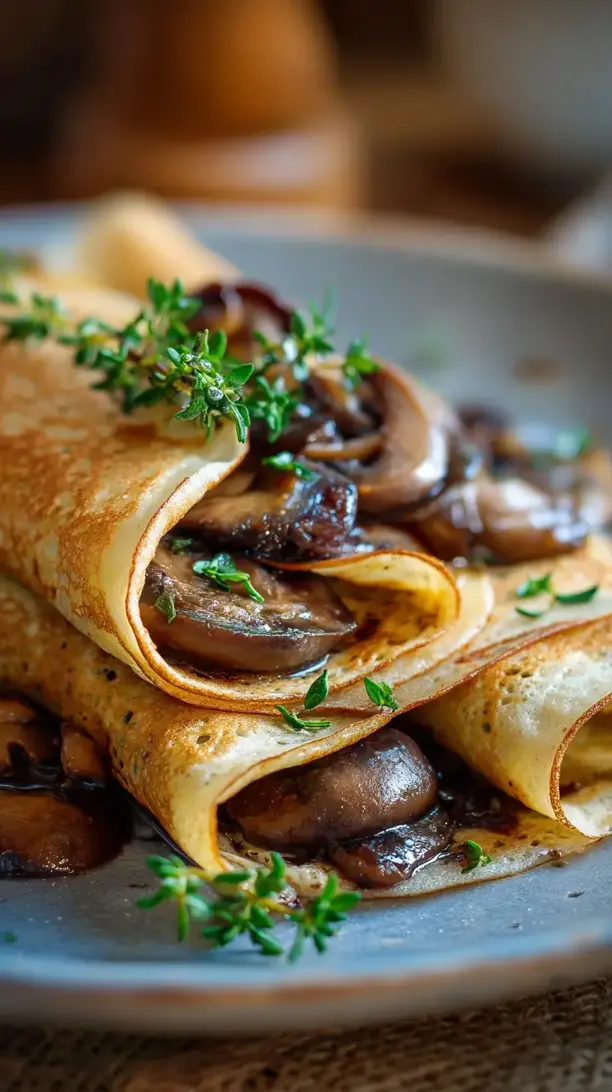 Mushroom Bourguignon Crepes