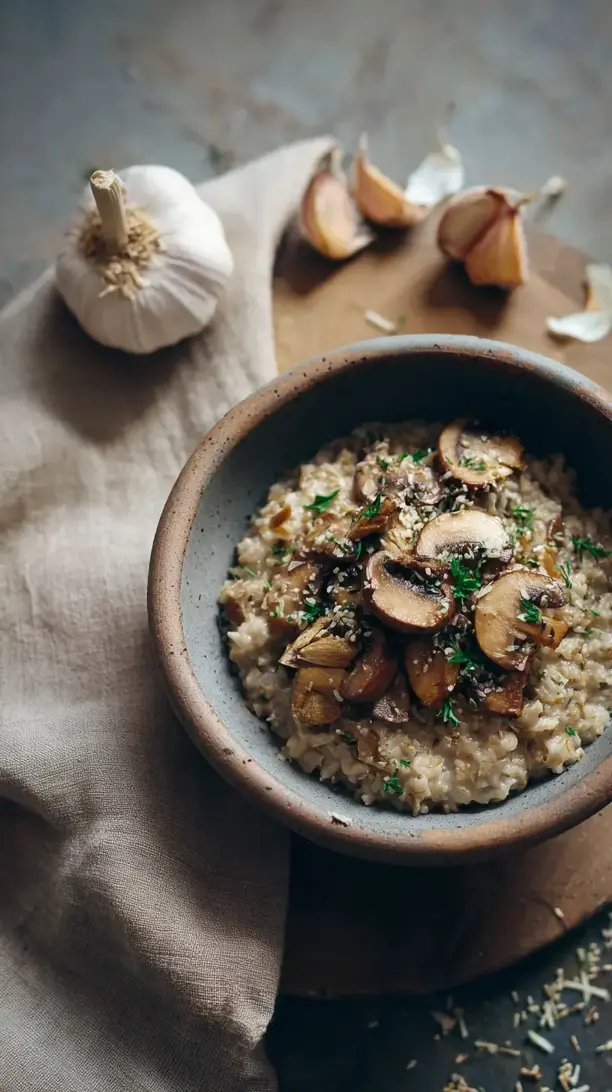 Mushroom and Garlic Oatmeal