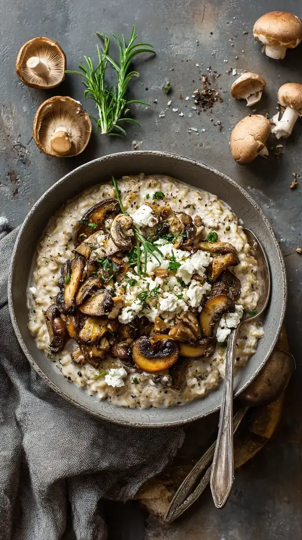 Mushroom and Goat Cheese Oatmeal