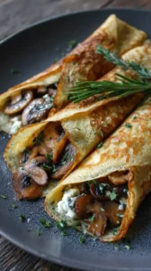 Mushroom And Herb Goat Cheese Crepes