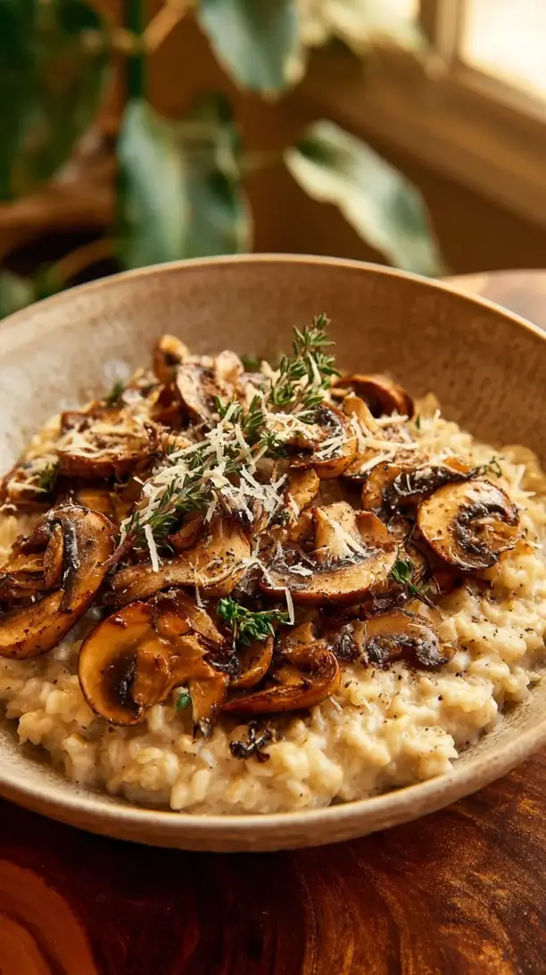 Mushroom and Parmesan Garlic Oatmeal