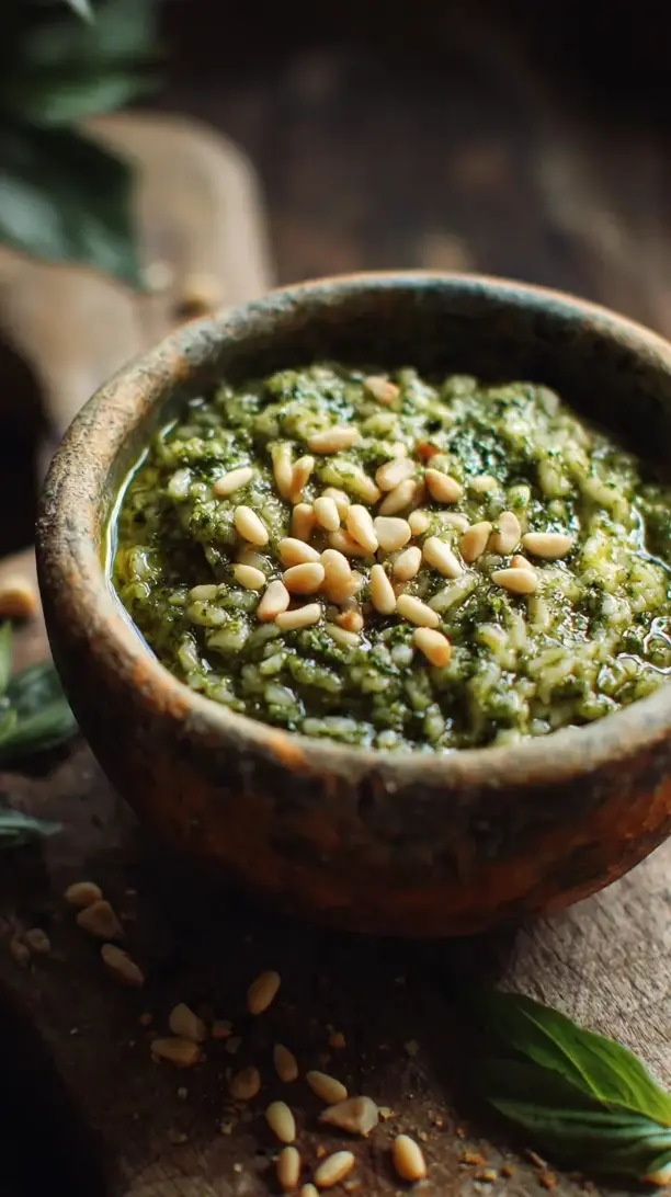 Pesto and Pine Nut Oatmeal
