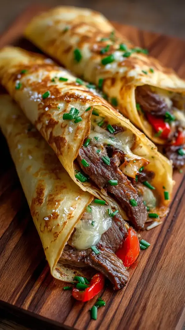 Philly Cheesesteak Crepes