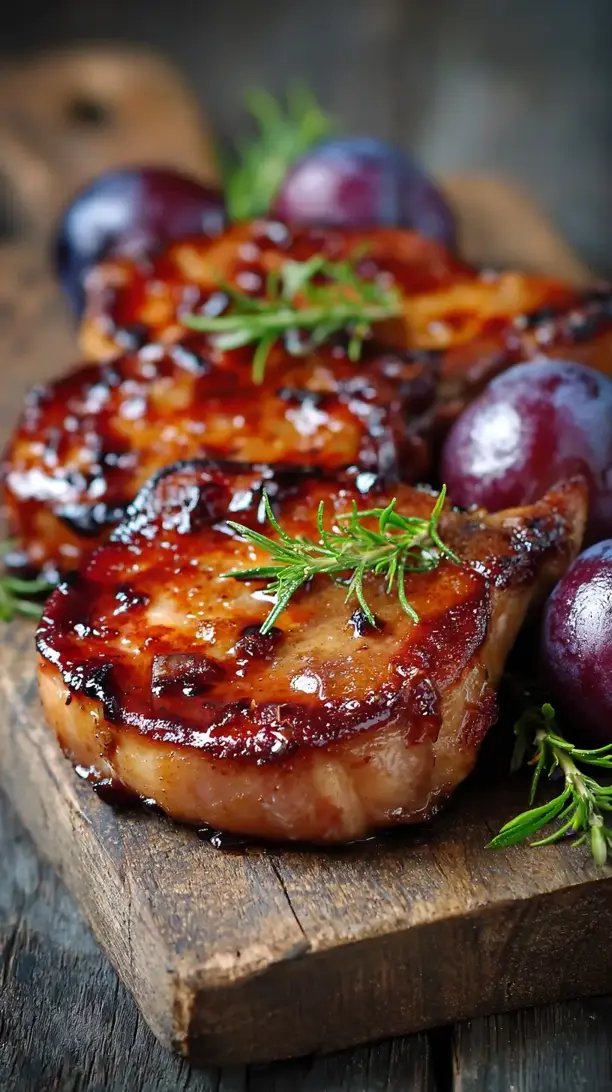 Pork and Plum Glazed Chops