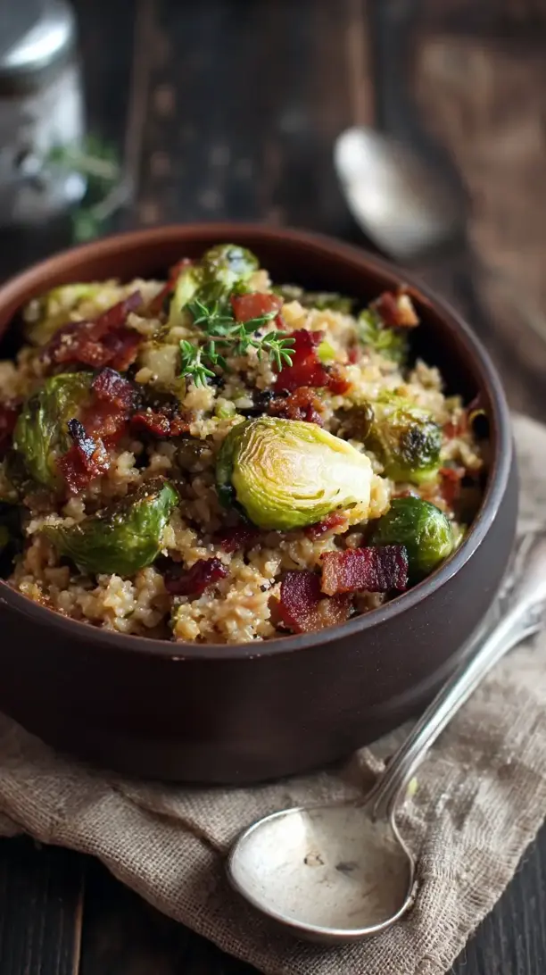 Roasted Brussels Sprout and Bacon Oatmeal