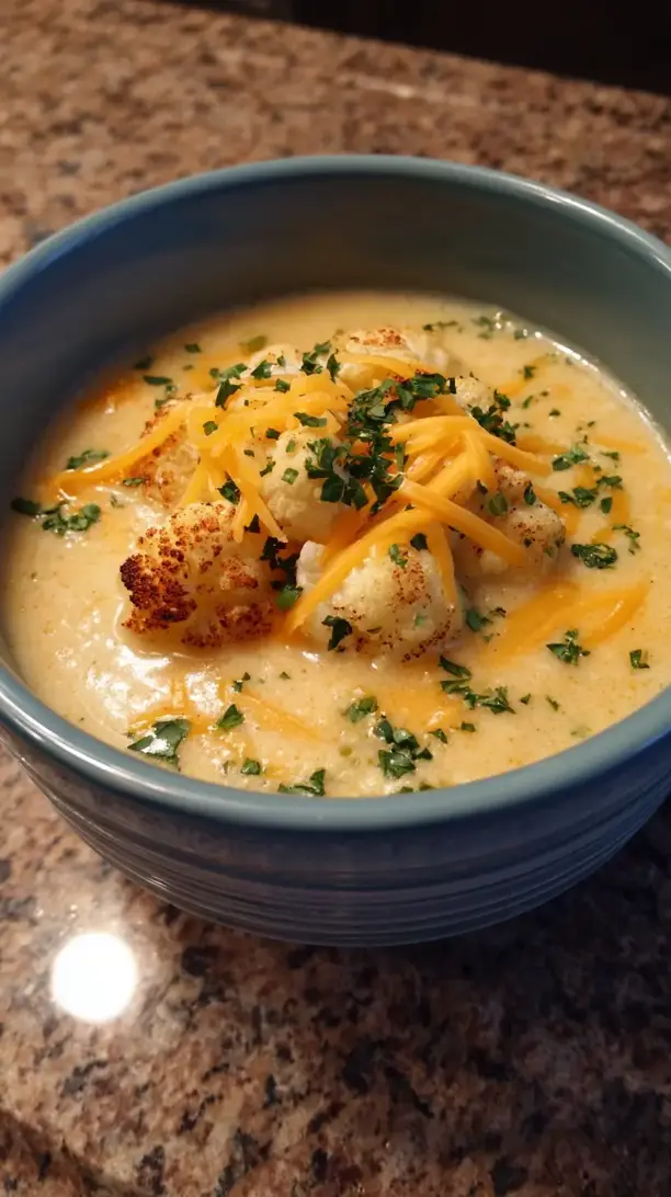 Roasted Cauliflower and Cheese Soup