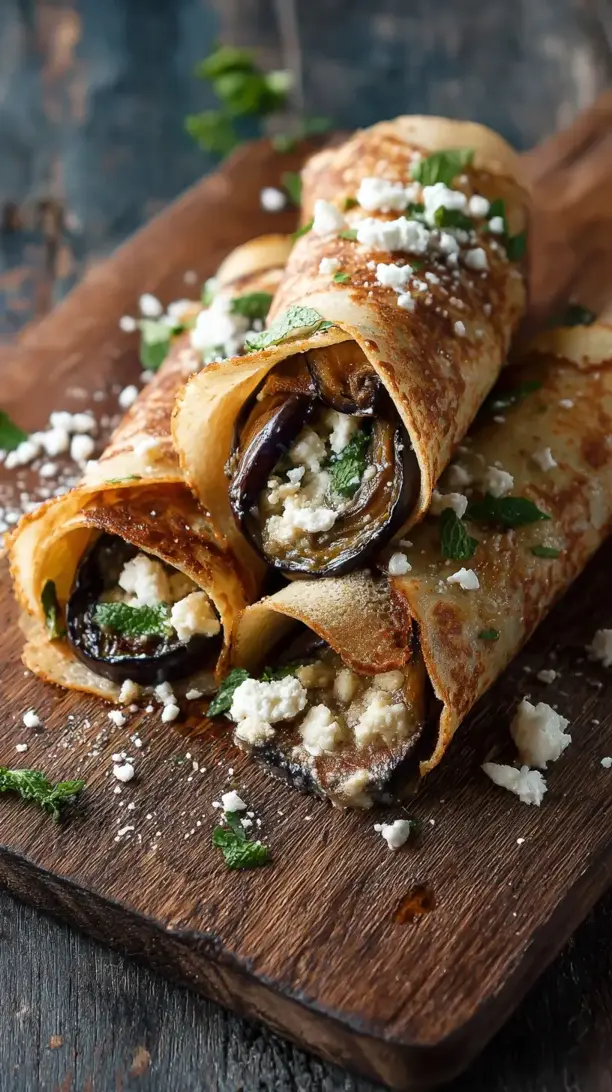 Roasted Eggplant and Feta Crepes