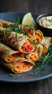 Roasted Red Pepper Hummus Crepes